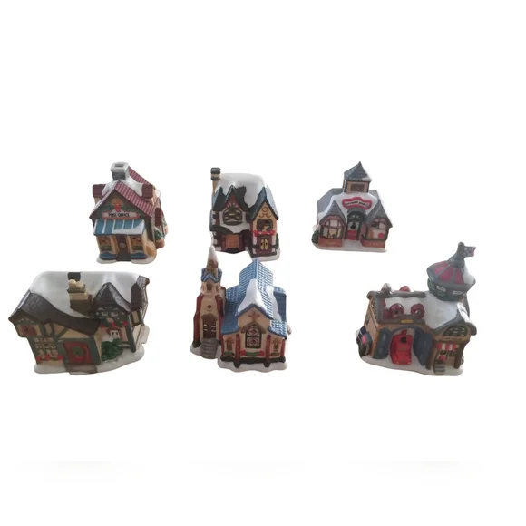 Vintage Holiday Time 6 Piece Village Collectibles House Set - Picture 4 of 10